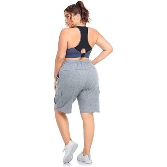 ZERDOCEAN Women's Plus Size Cargo Sweat Shorts Active Heather Gray 1xl - Picture 5 of 5